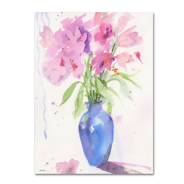 Sheila Golden 'Blue Vase#4' Canvas Art, 24x32, Trademark Fine Art, Mfr#: SG5715-C2432GG